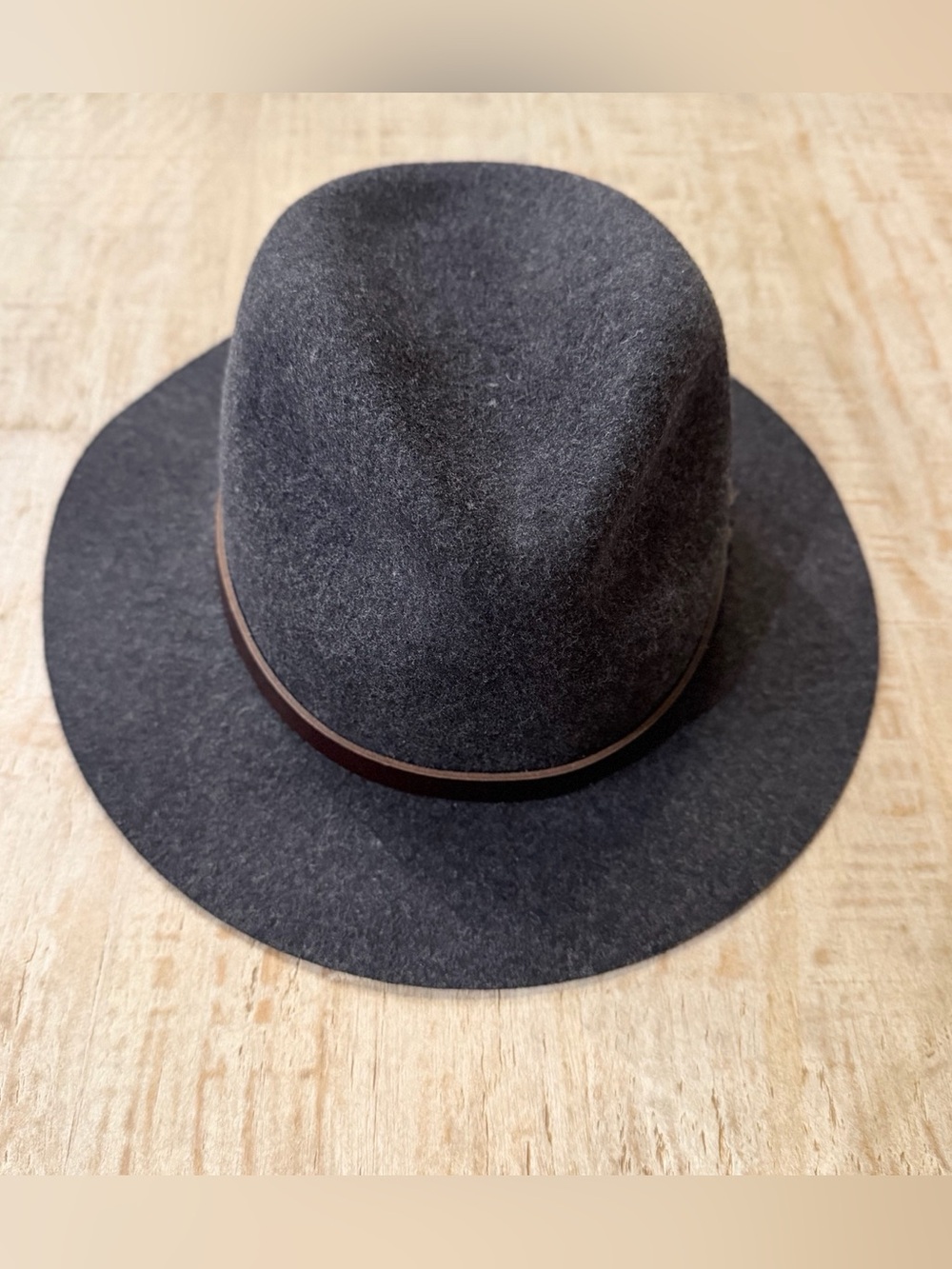 Rag & Bone Wool Fedora Hat Small Black Gray Leather Band Made USA 22”